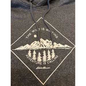 Eddie Bauer Mens Grey Graphic Hoodie Adventure Calling Outdoors Size XL